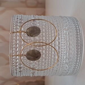 Gold Tone Gray Labradorite Earrings